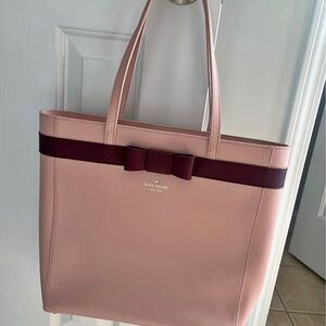 Kate Spade Pink and Red Shoulder Bag with Bow Accent